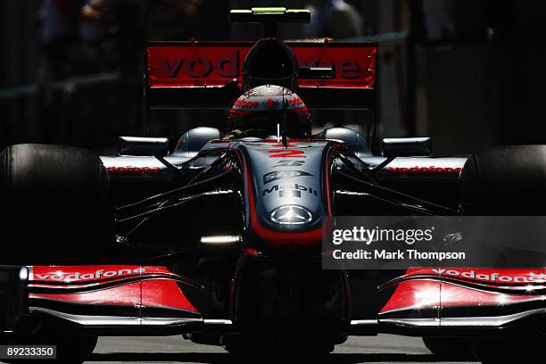 Heikki Kovalainen of Finland and McLaren Mercedes drives during practice for the Hungarian Formula One Grand Prix at the Hungaroring on July 24, 2009...