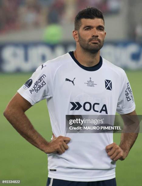 Argentina's Independiente player Emmanuel Gigliotti is pictured before the start of their Copa Sudamericana final football match, against Brazil's...