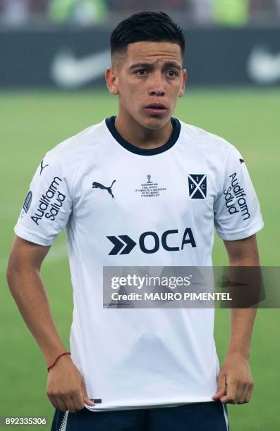 Argentina's Independiente player Ezequiel Barco, is pictured before the start of their Copa Sudamericana final football match, against Brazil's...