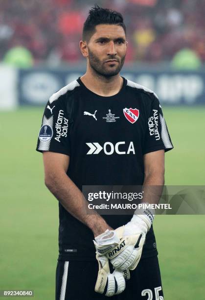 Argentina's Independiente goalkeeper Martin Campana, is pictured before the start of their Copa Sudamericana final football match, against Brazil's...