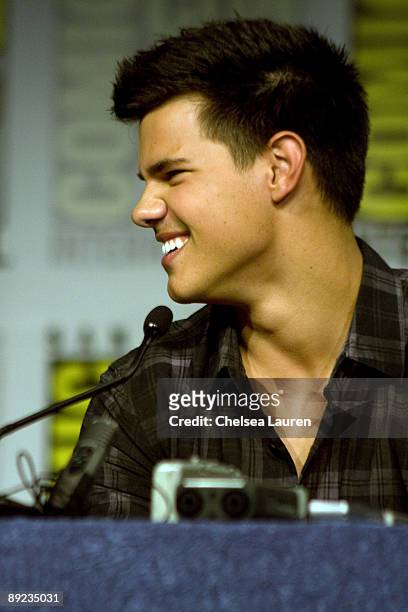 Actor Taylor Lautner attends the "New Moon" Press Conference at Hilton San Diego Bayfront Hotel on July 23, 2009 in San Diego, California.