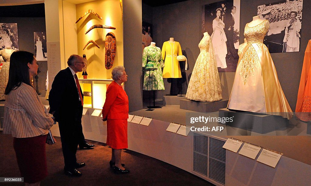 Britain's Queen Elizabeth II (R) is show