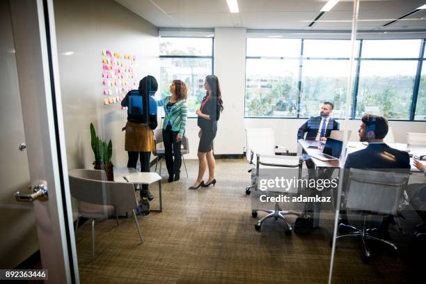 women leading the meeting - flexibility work stock pictures, royalty-free photos & images