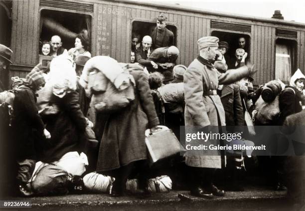 The first deportation transport from Minden, Lippe-Detmold and Schaumburg-Lippe leaves Bielefeld railway station in Germany, 13th December 1941.