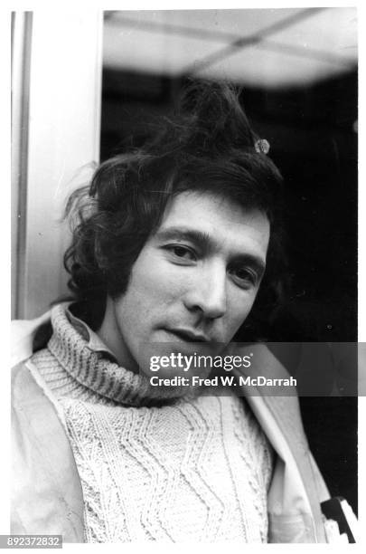 Portrait of American playwright Israel Horovitz as he poses outside the Theatre de Lys , New York, New York, February 4, 1971. He was there for the...