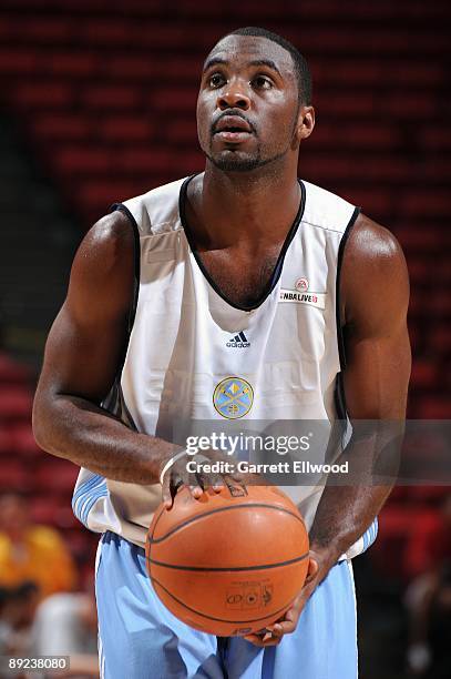 Ty Lawson of the Denver Nuggets shoots a free throw during NBA Summer League presented by EA Sports against the Washington Wizards on July 15, 2009...