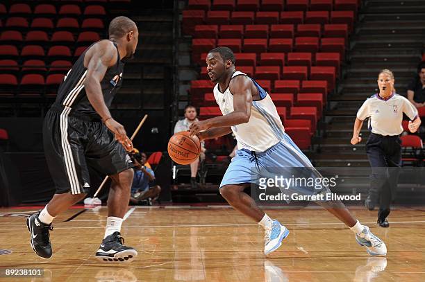 Ty Lawson of the Denver Nuggets drives against the Washington Wizards during NBA Summer League presented by EA Sports on July 15, 2009 at Cox...