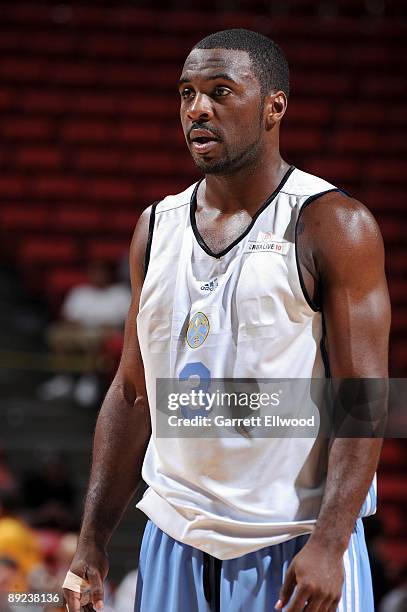 Ty Lawson of the Denver Nuggets looks on during NBA Summer League presented by EA Sports against the Washington Wizards on July 15, 2009 at Cox...