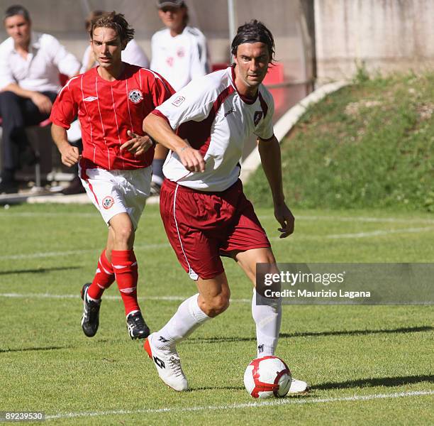 Emilanio Bonazzoli of Reggina in action during friendly match played between Reggina and Cisco Calcio Roma on July 24, 2009 in Roccaporena di Cascia,...