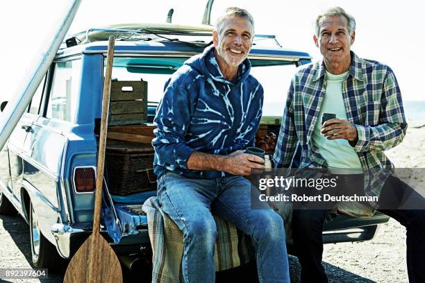 seniors at the beach surfing and hanging out - 50s car stock pictures, royalty-free photos & images