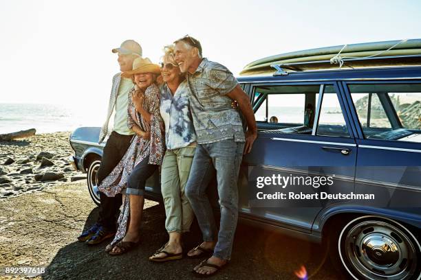 a group of friends on a road trip to the beach - 50 sombras fotografías e imágenes de stock