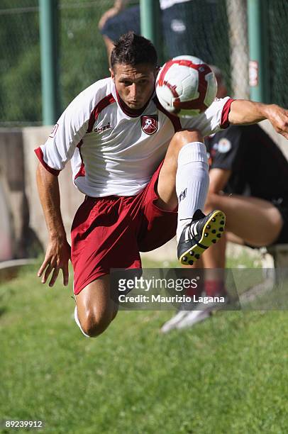 Simone Rizzato of Reggina in action during friendly match played between Reggina and Cisco Roma on July 24, 2009 in Roccaporena di Cascia, Perugia,...