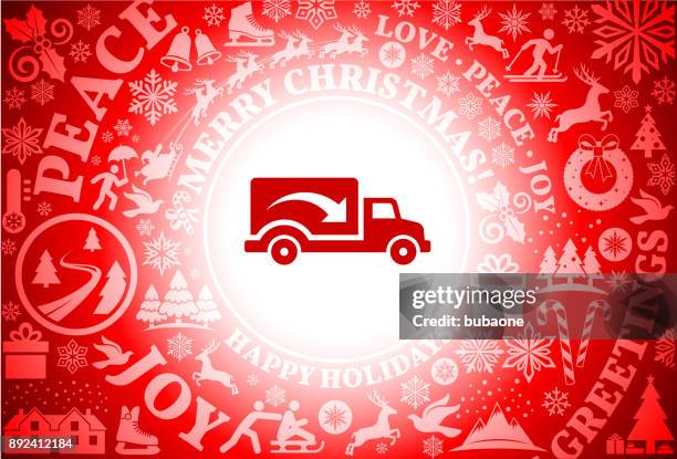 delivery trucks red christmas holiday background - dream deliveries stock illustrations
