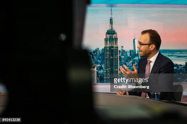 Jan Hatzius, chief economist at Goldman Sachs & Co., speaks during a Bloomberg Television interview in New York, U.S., on Thursday, Dec. 14, 2017....