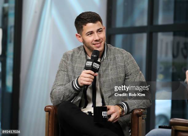 Nick Jonas discusses "Jumanji: Welcome To The Jungle" during Build Series at Build Studio on December 14, 2017 in New York City.