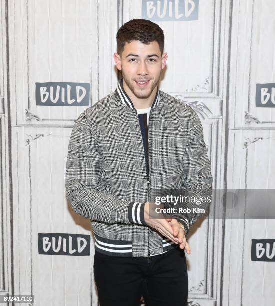 Nick Jonas attends the Build Series at Build Studio on December 14, 2017 in New York City.