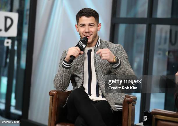 Nick Jonas discusses "Jumanji: Welcome To The Jungle" during Build Series at Build Studio on December 14, 2017 in New York City.