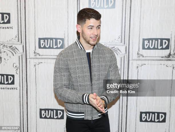 Nick Jonas attends the Build Series at Build Studio on December 14, 2017 in New York City.