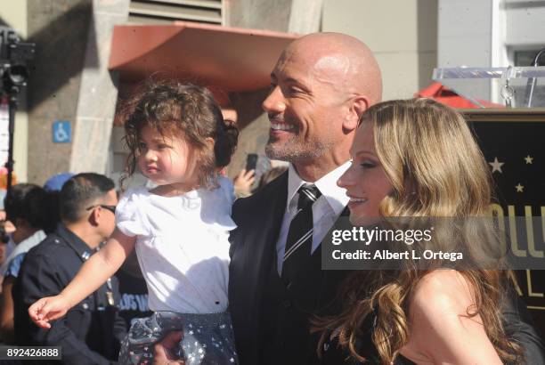 Actor Dwayne Johnson, Jasmine Johnson and singer Lauren Hashian at the Dwayne Johnson Star Ceremony On The Hollywood Walk Of Fame held on December...