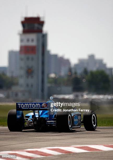 Dario Franchitti drives his Vaseline for Men Target Chip Ganassi Racing Dallara Honda during practice for the IRL IndyCar Series Rexall Edmonton Indy...