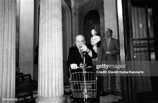 Republican Sen. Jesse Helms of North Carolina in the hallway U.S. Capitol Building during a Republican caucus meeting the day before the start of the...