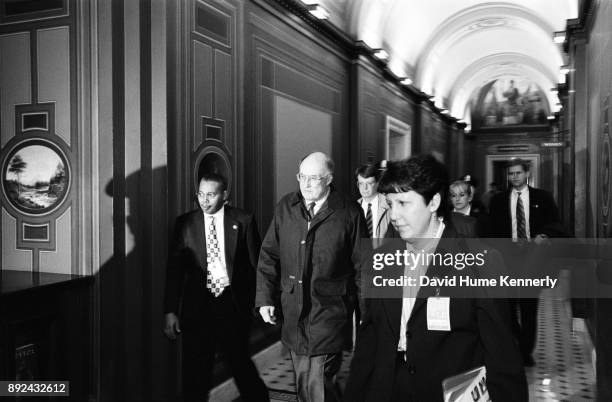 Supreme Court Chief Justice William Rehnquist, who presided over President Bill Clinton's Impeachment Trail, arrives at the East Room of the Capital...