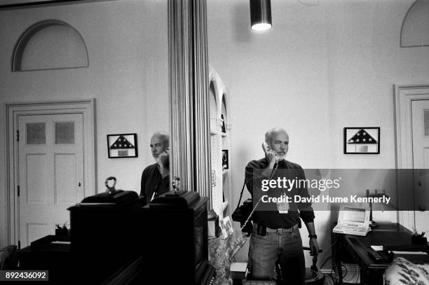 Photojournalist David Hume Kennerly in the Capitol Hill office of Sen. Patrick Leahy during the Senate Impeachment Trial of President Bill Clinton on...