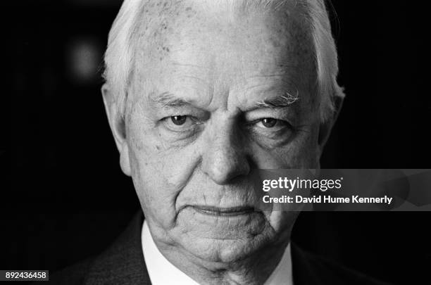 Portrait of Democratic Senator Robert Byrd of North Carolina in his Capitol Hill office during the Impeachment Trial of President Bill Clinton, on...