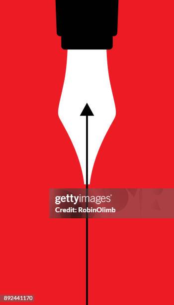 stockillustraties, clipart, cartoons en iconen met vulpen pijl-omhoog - vulpen