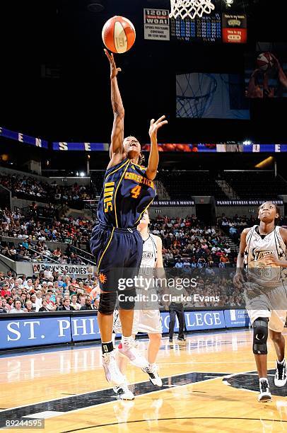 Kiesha Brown of the Connecticut Sun puts a shot up during the WNBA game against the San Antonio Silver Stars of the San Antonio Silver Stars on July...