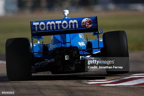 Dario Franchitti drives his Vaseline for Men Target Chip Ganassi Racing Dallara Honda during practice for the IRL IndyCar Series Rexall Edmonton Indy...