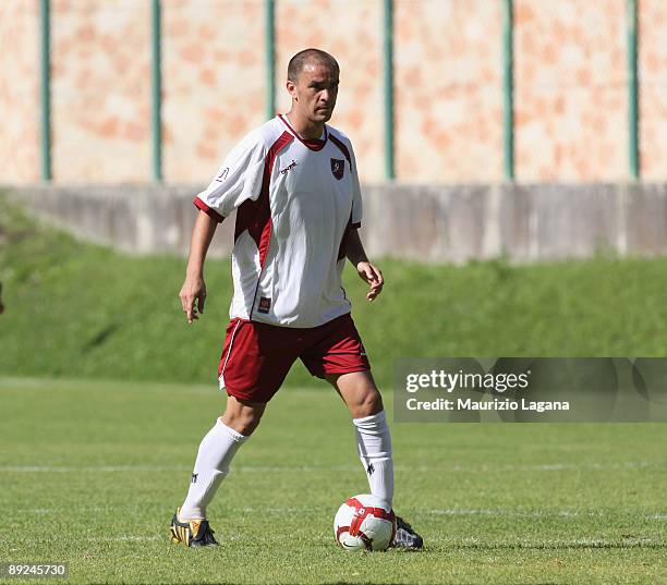 Carlos Valdez of Reggina is shown in action during a friendly match against Cisco Roma on July 24, 2009 in Roccaporena di Cascia, Perugia, Italy.