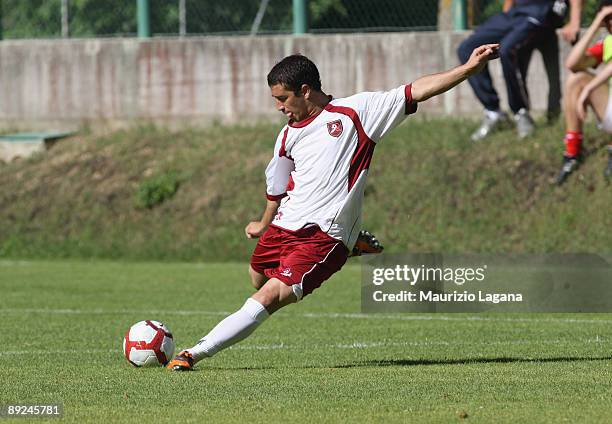 Carlos Carmona of Reggina is shown in action during a friendly match against Cisco Roma on July 24, 2009 in Roccaporena di Cascia, Perugia, Italy.