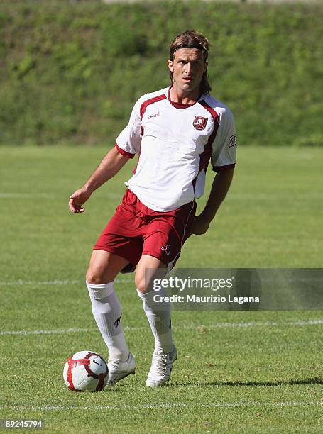 Maurizio Lanzaro of Reggina is shown in action during a friendly match against Cisco Roma on July 24, 2009 in Roccaporena di Cascia, Perugia, Italy.