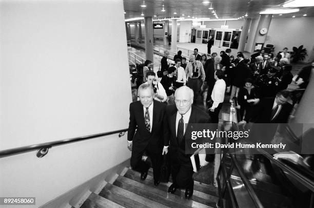 Senators Pat Leahy, of Vermont, and Orrin Hatch of Utah arrive at the U.S. Capitol building on their way to the second to last day of the Senate...