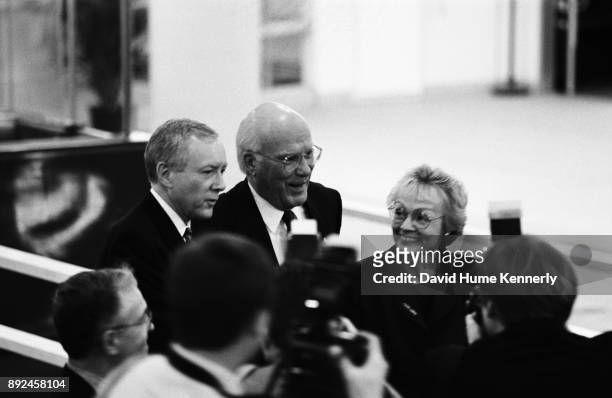 Democratic Sen. Pat Leahy of Vermont, with his wife Marcelle Pomerleau, arrives at the U.S. Capitol Building to cast his vote in the Senate...