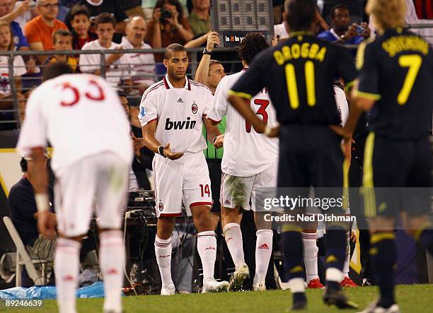 Oguchi Onyewu of AC Milan is substituted into the game against Chelsea FC at M & T Bank Stadium on July 24, 2009 in Baltimore, Maryland.