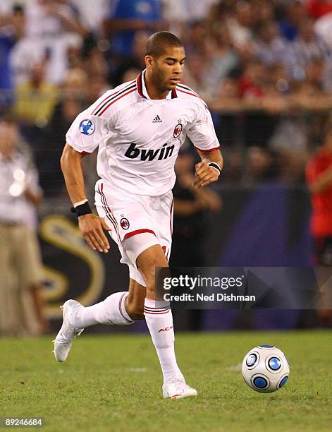 Oguchi Onyewu of AC Milan controls the ball against Chelsea FC at M & T Bank Stadium on July 24, 2009 in Baltimore, Maryland.