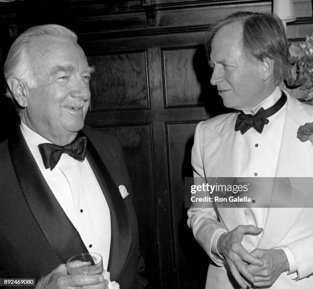 Walter Kronkite and Tom Wolfe attend Esquire Magazine Gala on November 13, 1989 at 21 Club in New York City.