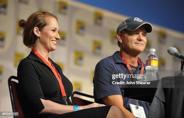 Writers Allison DuBois and Kevin Williamson speak at TV Guide Comic-con Panel during Comic-Con 2009 held at San Diego Convention Center on July 24,...