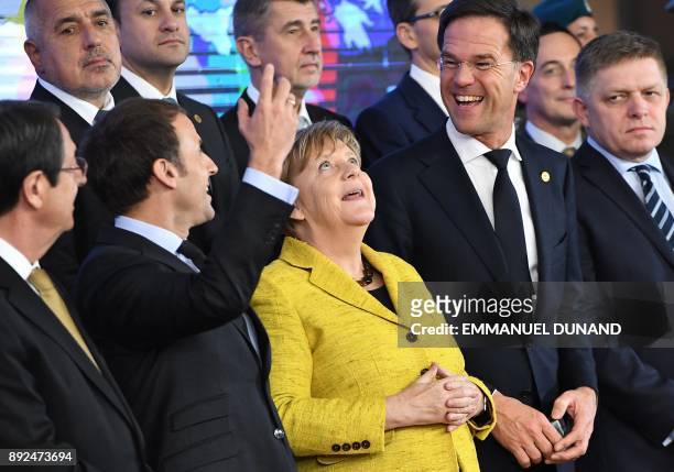Cyprus' President Nicos Anastasiades, France's President Emmanuel Macron, Germany's Chancellor Angela Merkel, Netherland's Prime minister Mark Rutte...
