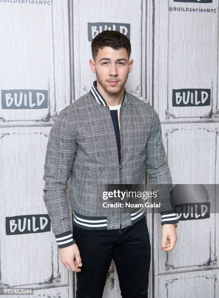 Nick Jonas visits Build Series to discuss "Jumanji: Welcome to the Jungle" at Build Studio on December 14, 2017 in New York City.