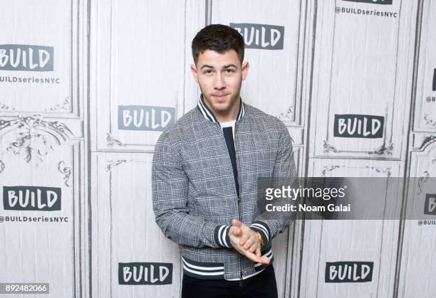 Nick Jonas visits Build Series to discuss "Jumanji: Welcome to the Jungle" at Build Studio on December 14, 2017 in New York City.