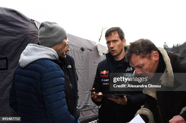 Sebastien Ogier in Ford Fiesta WRC M-Sport in Genestelle during the Test M-Sport 2018 on December 14, 2017 in Genestelle, France.