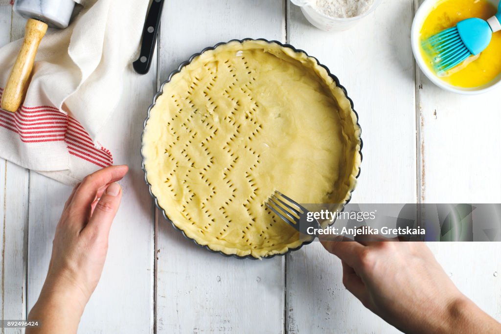 Making a pie crust, top view