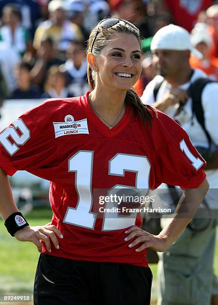 Tv personality Maria Menounos,on the field at the Madden NFL 10 Pigskiin Pro-Am on Xbox 360 event on July 24, 2009 in Malibu, California.