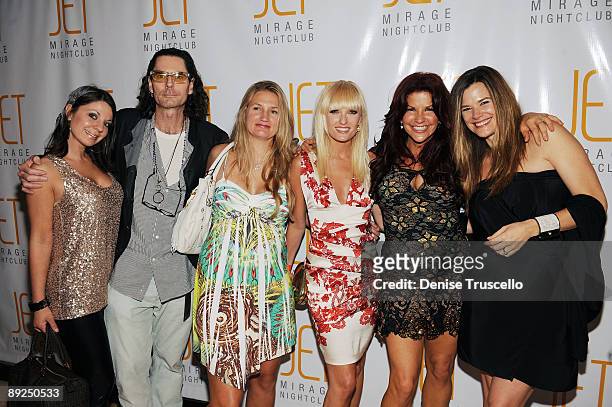 David Saltz, Kimberly Whitford, Ace Harper, Perla Hudson and Gilligan Stillwater arrives at Jet Nightclub at The Mirage Hotel and Casino on July 24,...
