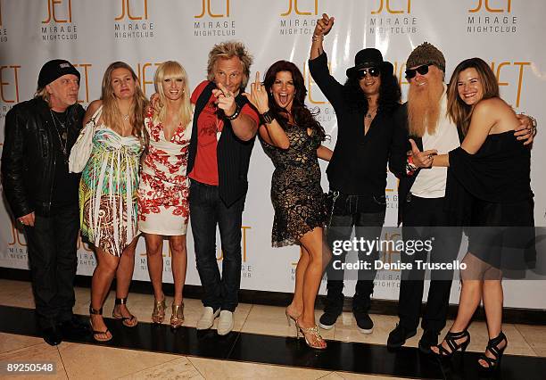 Brad Whitford, Kimberly Whitford, Ace Harper, Matt Sorum, Perla Hudson, Slash, Billy Gibbons and Gilligan Stillwater arrives at Jet Nightclub at The...