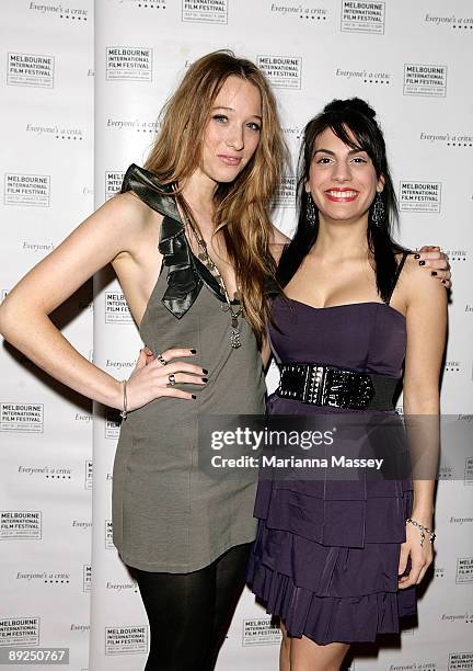 Sophie Lowe and Anastasia Baboussouras arrive for the premiere of 'Blessed' at the Forum Theatre on July 25, 2009 in Melbourne, Australia.