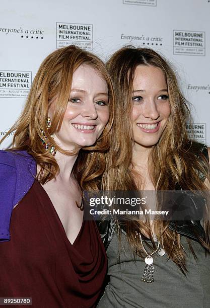 Miranda Otto and Sophie Lowe arrive for the premiere of 'Blessed' at the Forum Theatre on July 25, 2009 in Melbourne, Australia.